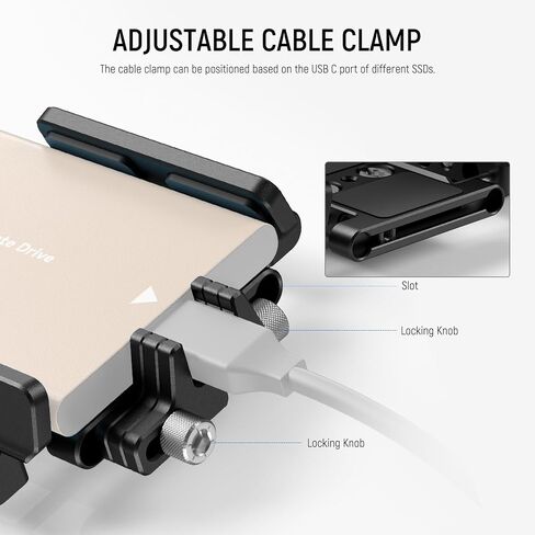 NEEWER Universal SSD Holder Mount Bracket with Cold Shoe/Cable Clamp, 1.6"-2.6" for T5 T7 T9 SSD, Compatible with SmallRig Cage for BMPCC 4K 6K, 15 Pro/15 Pro Max Phone Cage, UA059 in Kuwait