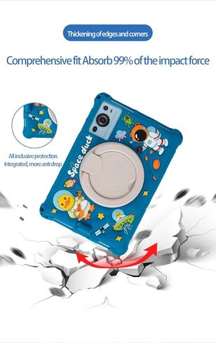 حافظة تابلت Android مقاس 10.1 بوصة لجهاز Onn 10.1، ApoloSign EM101A، WDYQJE A55، TECLAST P30، CZZ C10، Freeski Lville HiGrace Plimpton، غطاء سيليكون 10 بوصة مع حامل بمقبض دوار 360 درجة، وردي in Kuwait