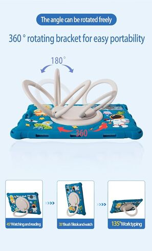 حافظة تابلت Android مقاس 10.1 بوصة لجهاز Onn 10.1، ApoloSign EM101A، WDYQJE A55، TECLAST P30، CZZ C10، Freeski Lville HiGrace Plimpton، غطاء سيليكون 10 بوصة مع حامل بمقبض دوار 360 درجة، وردي in Kuwait