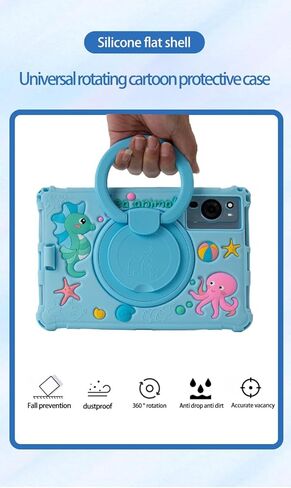 حافظة تابلت Android مقاس 10.1 بوصة لجهاز Onn 10.1، ApoloSign EM101A، WDYQJE A55، TECLAST P30، CZZ C10، Freeski Lville HiGrace Plimpton، غطاء سيليكون 10 بوصة مع حامل بمقبض دوار 360 درجة، وردي in Kuwait