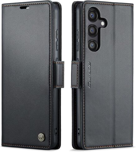 QLTYPRI Wallet Case for Samsung Galaxy S24, Premium PU Leather Magnetic Flip Folio Case with RFID Blocking Credit Card Slots Kickstand Shockproof Protective Phone Case Cover - Black in Kuwait