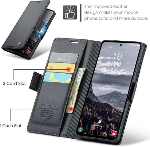 QLTYPRI Wallet Case for Samsung Galaxy S24, Premium PU Leather Magnetic Flip Folio Case with RFID Blocking Credit Card Slots Kickstand Shockproof Protective Phone Case Cover - Black in Kuwait