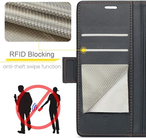 QLTYPRI Wallet Case for Samsung Galaxy S24, Premium PU Leather Magnetic Flip Folio Case with RFID Blocking Credit Card Slots Kickstand Shockproof Protective Phone Case Cover - Black in Kuwait