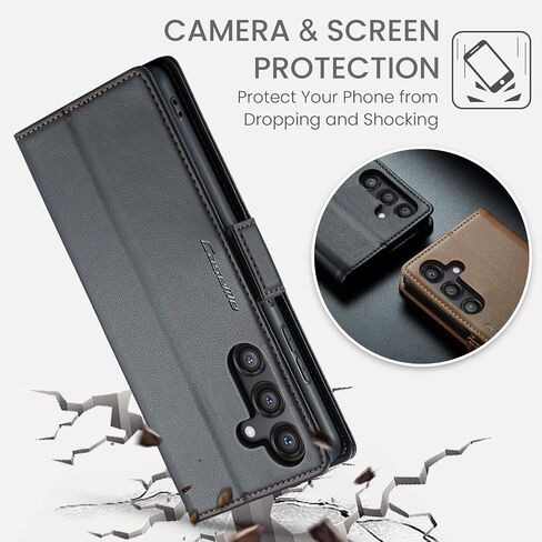 QLTYPRI Wallet Case for Samsung Galaxy S24, Premium PU Leather Magnetic Flip Folio Case with RFID Blocking Credit Card Slots Kickstand Shockproof Protective Phone Case Cover - Black in Kuwait