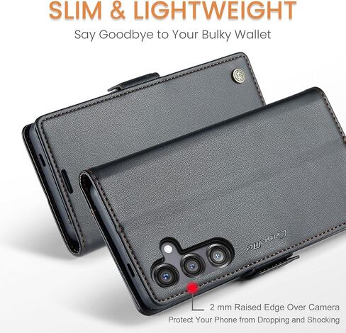 QLTYPRI Wallet Case for Samsung Galaxy S24, Premium PU Leather Magnetic Flip Folio Case with RFID Blocking Credit Card Slots Kickstand Shockproof Protective Phone Case Cover - Black in Kuwait
