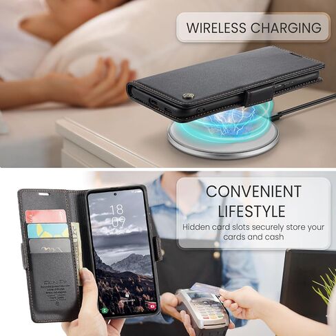 QLTYPRI Wallet Case for Samsung Galaxy S24, Premium PU Leather Magnetic Flip Folio Case with RFID Blocking Credit Card Slots Kickstand Shockproof Protective Phone Case Cover - Black in Kuwait