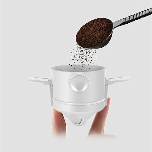 صب فوق منقط القهوة، منقط من الفولاذ المقاوم للصدأ بدون ورق مع مصافي مزدوجة، ماكينة صنع القهوة المحمولة القابلة للطي وقابلة لإعادة الاستخدام للاستخدام في المنزل والمكتب والسفر والخارج. (أبيض) in Kuwait