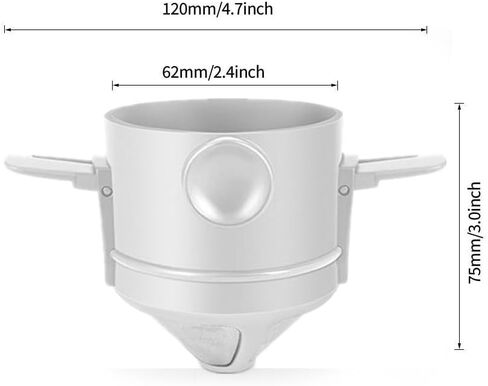 صب فوق منقط القهوة، منقط من الفولاذ المقاوم للصدأ بدون ورق مع مصافي مزدوجة، ماكينة صنع القهوة المحمولة القابلة للطي وقابلة لإعادة الاستخدام للاستخدام في المنزل والمكتب والسفر والخارج. (أبيض) in Kuwait