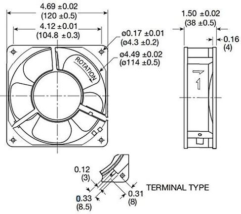 120x38mm IP55 Rated Fans (230V, High Speed) in Kuwait