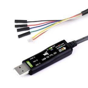 waveshare Industrial USB to TTL (D) Serial Cable, Compatible with Raspberry Pi 5, Original FT232RNL Chip, Multi Protection Circuits, with Separated 4pin Header + SH1.0 3PIN Connector