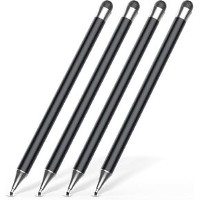 Stylus Pen for Touchscreen (4Pcs), 2 in 1 Stylus Pen for iPad, High Precision and Sensitivity Rubber Tips and Disc Compatible with iPad/iPhone/Android Tablets and All Touch Screens Devices (Light)