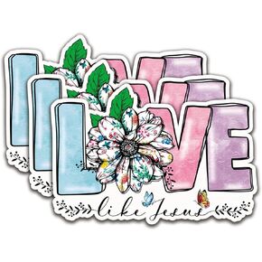 (3Pcs) Love Like Jesus Sticker Christian Sticker Jesus Decal Waterproof Vinyl Stickers Adult for Laptop Kindle Car Tumbler Water Bottle Mug Phone Notebook - Size 3"x2.1"