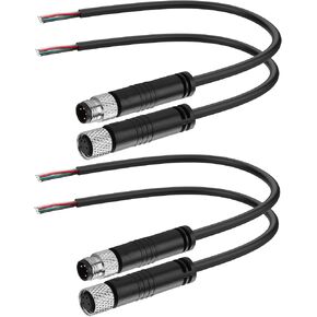 YACSEJAO 2 Pair M8 4 Pin Serial Cable 2 Male+2 Female M8 Plug 4 Pin Field Wireable Connector IP67 Industrial Sensor Waterproof Connector Wiring Cable (4 Pin)