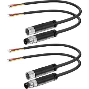 YACSEJAO 2 Pair M8 4 Pin Serial Cable 2 Male+2 Female M8 Plug 4 Pin Field Wireable Connector IP67 Industrial Sensor Waterproof Connector Wiring Cable (4 Pin) in Kuwait