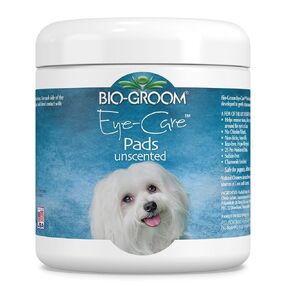 Bio-Groom - Eye-Care Pads, Dog Eye Wipes, Tear Stain Remover for Small and Big Dogs, Cats, Puppy, and Kittens, Pet Eye Cleaner Pads, Face Wipes for White Dogs, Hypoallergenic, 100% Cotton, 25 Count