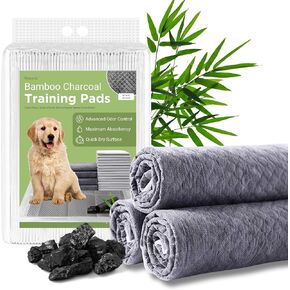Eco-Friendly Bamboo Black Charcoal Disposable Pet Pee Pads for Dogs & Puppies | Training Pads for Dogs, Puppy Pads, Wee Wee Pads, Potty Pads | Large & Extra Large (24" x 24" (50 Count))