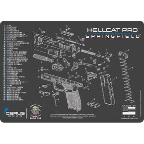 Hellcat Pro Gun Cleaning Mat - Schematic (Exploded View) Diagram Compatible with Springfield Armory Hellcat Pro 3 mm Pad Protect Firearm Magazines Bench Surfaces Gun Oil, BLACK