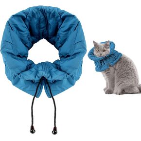 Soft Cat Cone Collar, Adjustable Cat Recovery Collar Comfortable Cat Cones to Stop Licking Wounds After Surgery Protective Dog Cone Collar (Blue)
