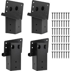 Deer Stand Brackets, 4 Pcs Black Outdoor 4"x 4" Compound Angle Brackets for Outdoor Platforms Brackets, Deer Hunting Brackets, Shooting Shacks, Observation Decks and Tree Houses