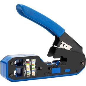 RJ45 Crimp Tool Kit, CAT5 CAT5e CAT6 Ethernet Crimper Modular Data Cable Stripper Cutter for Standard RJ11/RJ12 and RJ45 Connectors (Crimper Only)