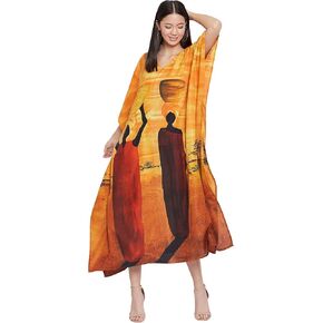 Oussum Plus Size Kaftan for Women Polyester Summer Caftan Swimwear Cover Ups Maxi Beach Dress