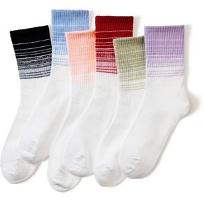 WEVIAS Crew Socks Womens White Thin Cotton Long Socks Lightweight Casual Calf Socks 6 Pairs
