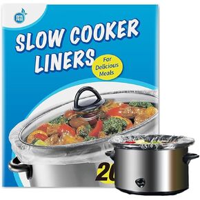 Slow Cooker Liners 20 Count Cooking Bags Extra Large Size Disposable Pot Liners, Fit 6QT to 10QT for Slow Cooker Cooking Trays Suitable for Oval & Round Pots 14"x 22", 20 Liners
