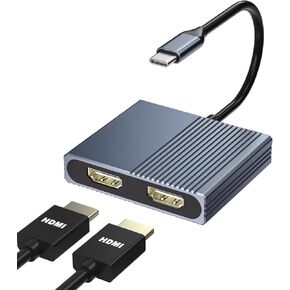 HDMI Splitter for Dual Monitors, Dual HDMI Adapter for 2 Monitors, Dual 4K@60hz Display, USB C to Dual HDMI Adapter, HDMI Splitter Extended Display, Docking Station Dual Monitor, Dual Monitor Adapter