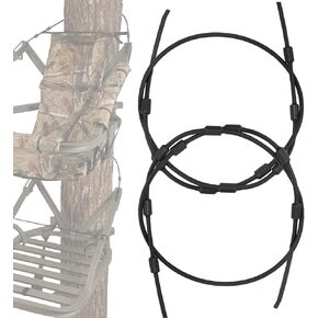 Climbing Tree Stand Replacement Cables for Summit Climber, 65" Hang On Climber Treestand Seat Safety Cables, Durable Steel & PVC Black Coated Hunting Tree Stand Accessories - 1 Pair