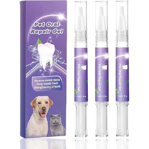 3Pcs Pet Oral Repair Gel, Dog Oral Repair Gel, Pet Breath Freshener for Cats and Dogs, Removes Tartar, Keeps Breath Fresh, Strengthens Teeth, Without Brushing