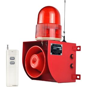 Outdoor Alarm Siren Wireless Adjustable Volume and Tone Siren 120dB Horn with 1.24mile Remote Control Home Industrial Emergency Security Siren AC110-120V SLA-01HY-2000