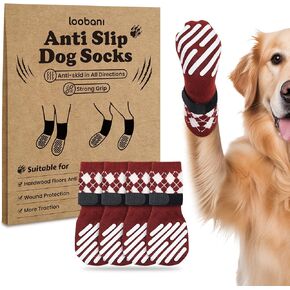LOOBANI Dog Socks to Prevent Licking Paws - Anti-Slip Dog Paw Grip Protector for Hot/Cold Pavement Traction Control for Small Medium Large Senior Dogs on Hardwood Floors, Black XL