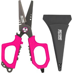 Beyond Fishing 6.5" Pro Fishing Shears Dual Serrated Blades, Fishing Braided Line Scissors With Titanium Coating, Non-Slip Grip & Multifunction Tool, Includes Hard Molded Locking Sheath