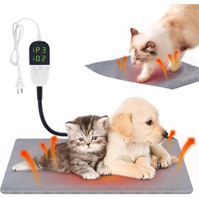 Smart Cat Heating Pad with Pressure Activated – Temperature Adjustable Heated Dog Bed with Timer - 13x17 inches - 30W - Pressure Activated Work for Pets Over 10 lbs
