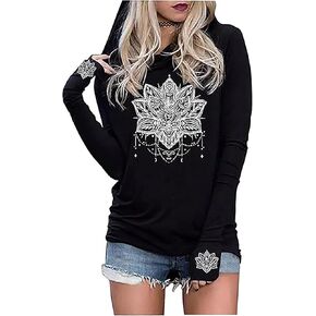 Guns N' Rose Graphic Hoodie Shirt for Women Rock Band Music T-Shirt Vintage Skull Rose Long Sleeve Pullover Tops