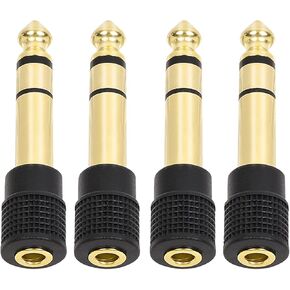 4-Pack 3.5mm to 1/4" Adapter, Upgrade 6.35 mm (1/4 inch) Male to 3.5 mm (1/8 inch) Female Stereo Audio Jack Adapter for Aux Cable, Headphone, Guitar Amplifier, Piano, and Drums
