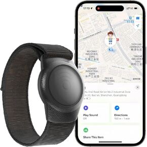 جهاز تعقب GPS للأطفال والمراهقين وذوي الاحتياجات الخاصة وكبار السن، سوار ساعة تعقب GPS صغير في الوقت الحقيقي يعمل مع تطبيق Find My (iOS فقط)، جهاز تتبع GPS مخفي لنظام iOS، مقاوم للماء، بدون رسوم شهرية (أسود) in Kuwait