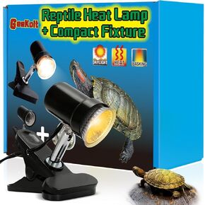 50W Reptile Heat Lamp Turtle Lamp UVA UVB Bulb with Compact Fixture Turtle Basking Light Simulated Sunlight Heat Bulbs for Reptiles Amphibians Turtle Bearded Dragon Lizard Snake Chicken
