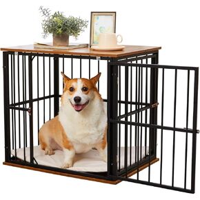 Made4Pets Dog Crate Furniture Dog Kennel Indoor Decorative Wood Dog Cage, 25"L x 18.6"W x 22.9"H, Brown