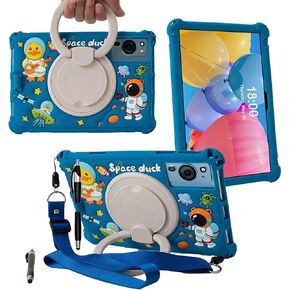 Tablet Case for TCL Tab 10 5G Case 10.1 Inch/TCL Tab 10S 9081X/9080G/9183W,Soft Anti-Stress Silicone Case with Rotate Stand/Pencil Holder/Shoulder Strap/Pen for TCL Tab 10.1 Inch (Dark Blue)
