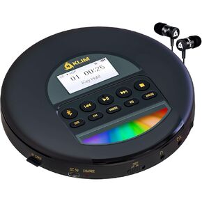 KLIM Nomad - New 2024 - Portable CD Player Walkman with Long-Lasting Battery - with Headphones - Radio FM - Compatible MP3 CD Player Portable - TF Card Radio FM Bluetooth - Ideal for Cars - Gold