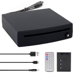 USB CD Player for Car with Upgrade Aux Input, External Portable Car CD Player with USB AUX FM Transmitter for Factory Car Radio Laptop TV MAC Computer and More