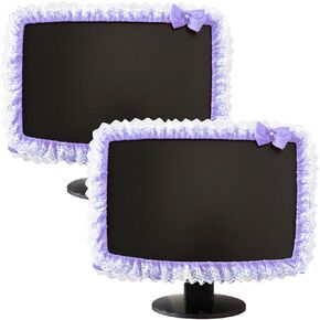 2 Pcs 23''-26'' Lovely Computer Monitor Cover with Bow-Knot Cute Elastic Monitor Dust Cover Protector Monitor Accessories Laptop TV LCD Screen Monitor Decor(Purple)
