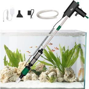 AQQA Fish Tank Cleaner,Rechargeable Electric Aquarium Gravel Cleaner,Powerful Adjustable Water Flow Aquarium Gravel Cleaner,Fish Tank Gravel Vacuum for Wash Sand, Water Changing Freshwater Saltwater S