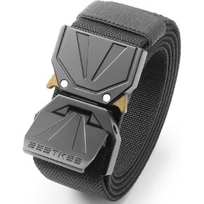 BESTKEE Belt for Men - Tactical Belt Stretch Nylon Work Web Belts Ideal for Gift