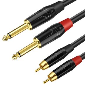 Kumiho RCA to 1/4 Cable, Dual 1/4 inch TS to Dual RCA Stereo Audio Interconnect Cable Patch Cords for Mixer/Speaker/AMP Audio Cord - 10FT/3M