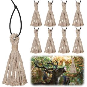 8 Pcs Hemp Scrape Rope Deer Hunting Scent Tassels Rope Create Effective Mock Scrape Dripper Rope Hunting Gear Accessories with 16 Pcs Zip Ties Kit Hangs Anywhere (No Scent Included)