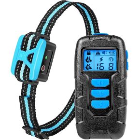 Dog Shock Collar with Remote Control, Dog Training Collar Shock Collar for Large Medium Small Dogs, Rechargeable Electric Dog Training Collar with 3 Safe Training Modes Beep Vibration Shock Blue