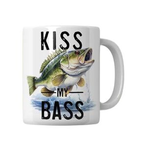 Fishing Coffee Mug, Sarcastic Mug for Fisherman, Fishing, Lovers, Anniversary Gift, Kiss My Bass (Kiss My Bass)