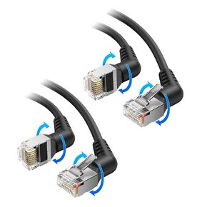 Cable Matters 40Gbps Rotatable Cat 8 Ethernet Cable 10 ft with Ultra Flex PVC Jacket for Tight Spaces (U/FTP Ethernet Cable 360 Degree, Cat 8 Ethernet Cable Right Angle) in Black, 10 Feet